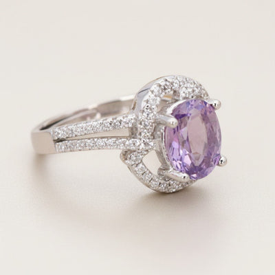 Brazil amethyst adjustable ring AA silver 925