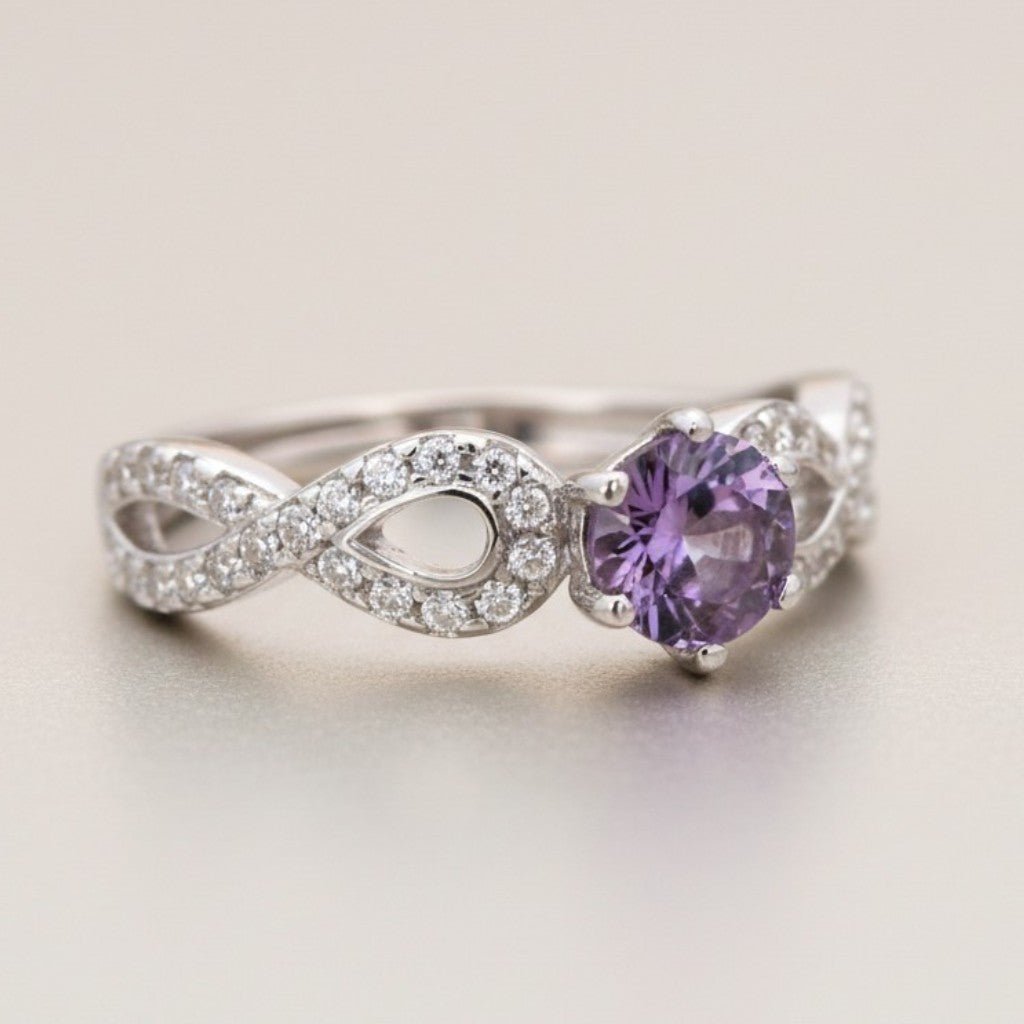 Bague améthyste Brésil AAA argent 925 Rhodié - La Boite à Cailloux