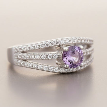 Bague améthyste Brésil AAA argent 925 Rhodié - La Boite à Cailloux