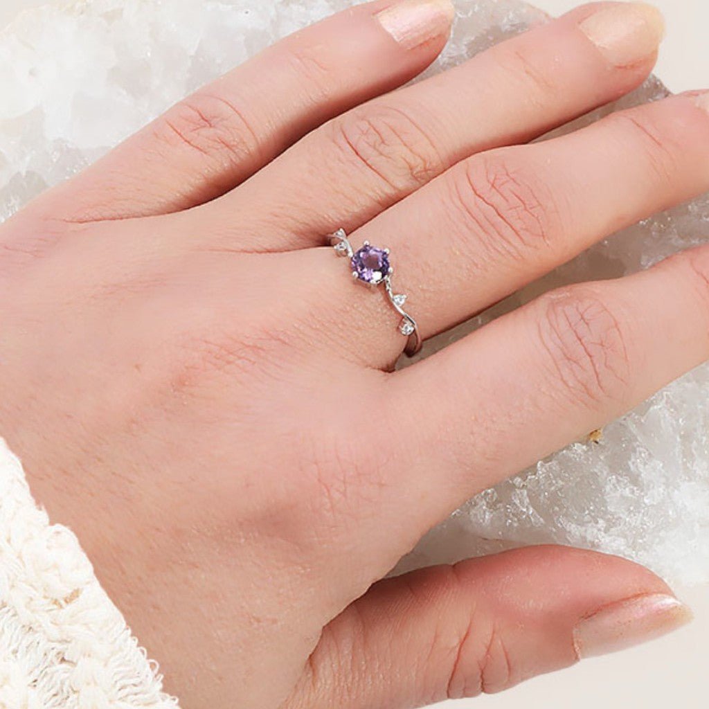Bague améthyste Brésil AAA argent 925 Rhodié - La Boite à Cailloux