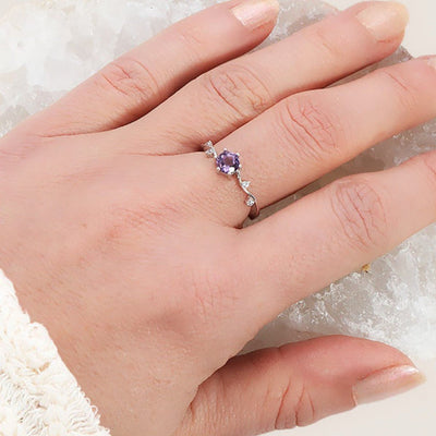 Brazil amethyst adjustable ring AA silver 925