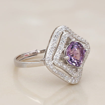 Bague améthyste Brésil AAA argent 925 Rhodié - La Boite à Cailloux