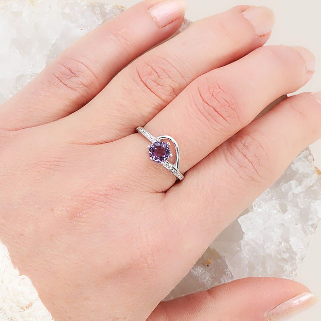Bague améthyste Brésil AAA argent 925 Rhodié - La Boite à Cailloux
