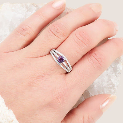 Brazil amethyst adjustable ring AA silver 925