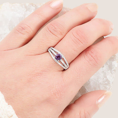Bague améthyste Brésil AAA argent 925 Rhodié - La Boite à Cailloux