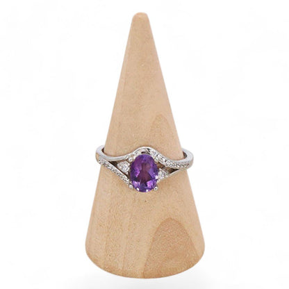 Bague améthyste Brésil AAA argent 925 Rhodié - La Boite à Cailloux