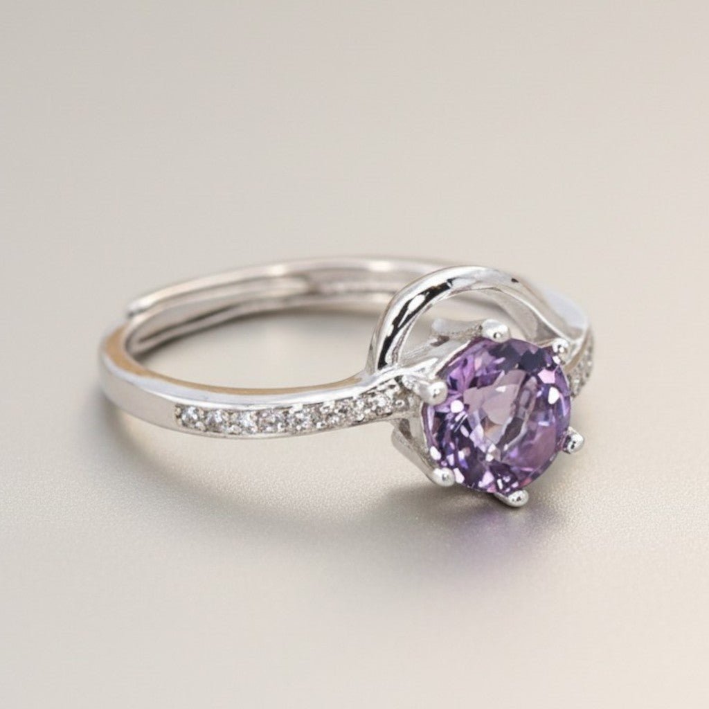 Bague améthyste Brésil AAA argent 925 Rhodié - La Boite à Cailloux