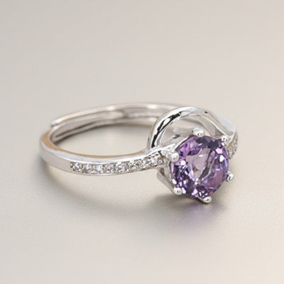 Brazil amethyst adjustable ring AA silver 925