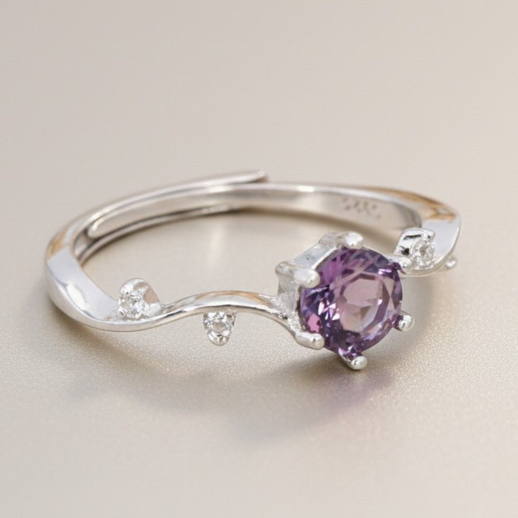 Bague améthyste Brésil AAA argent 925 Rhodié - La Boite à Cailloux