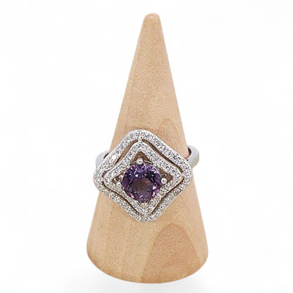 Bague améthyste Brésil AAA argent 925 Rhodié - La Boite à Cailloux