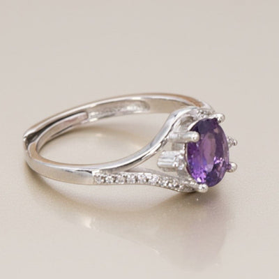 Brazil amethyst adjustable ring AA silver 925