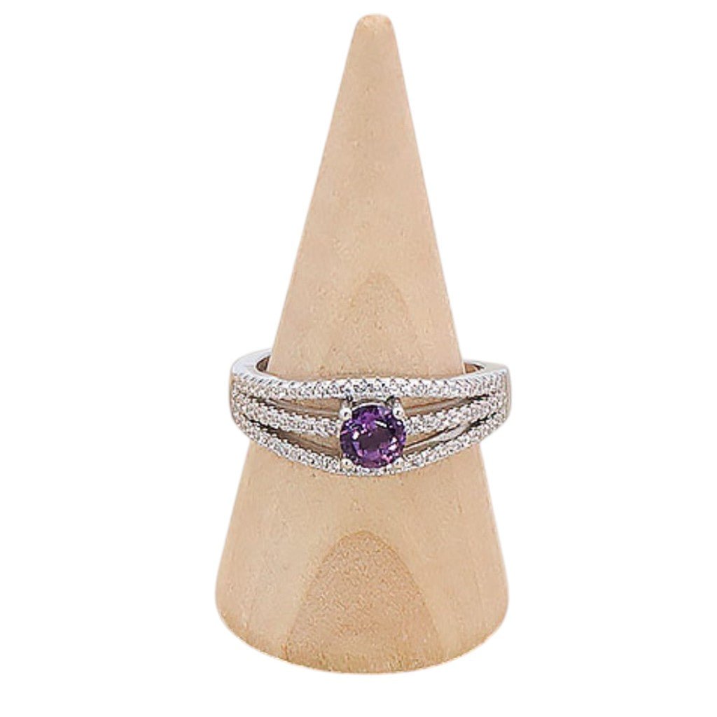 Bague améthyste Brésil AAA argent 925 Rhodié - La Boite à Cailloux