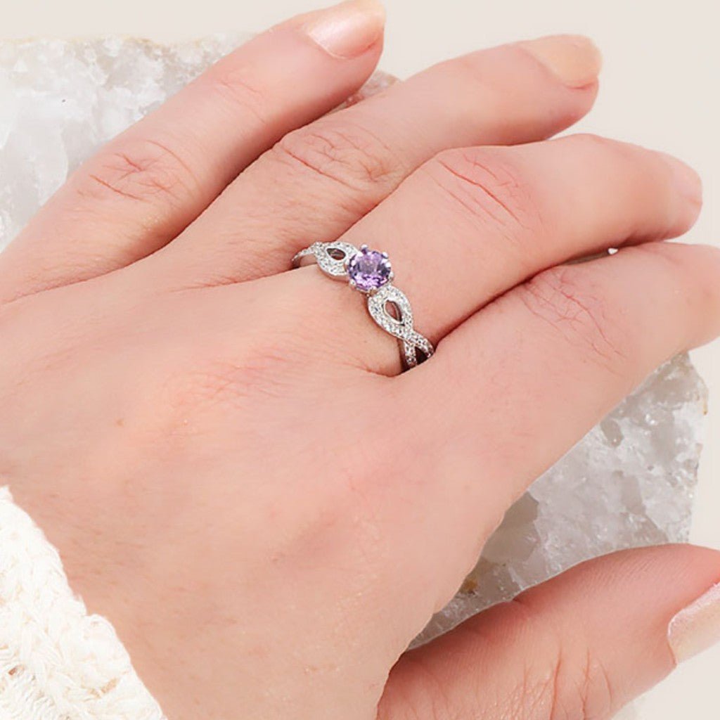 Bague améthyste Brésil AAA argent 925 Rhodié - La Boite à Cailloux