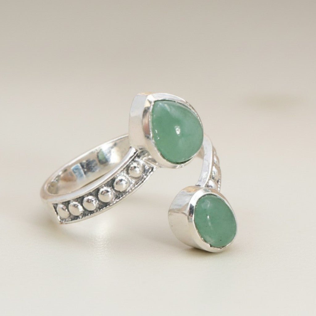 Bague Aventurine verte Brésil AA argent 925 - La Boite à Cailloux
