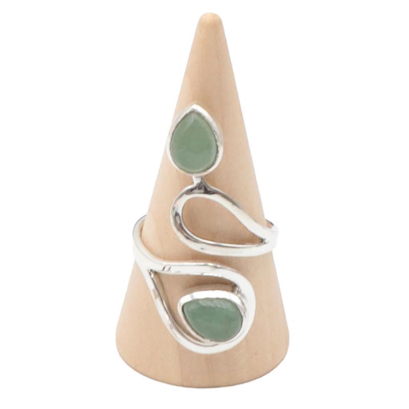 Bague Aventurine verte Brésil AA argent 925 - La Boite à Cailloux