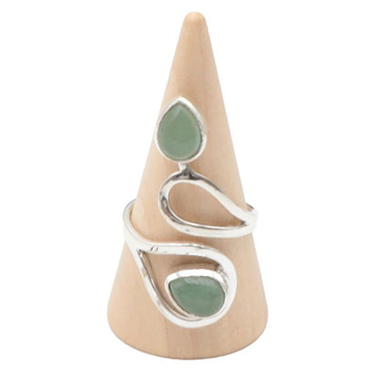 Bague Aventurine verte Brésil AA argent 925 - La Boite à Cailloux