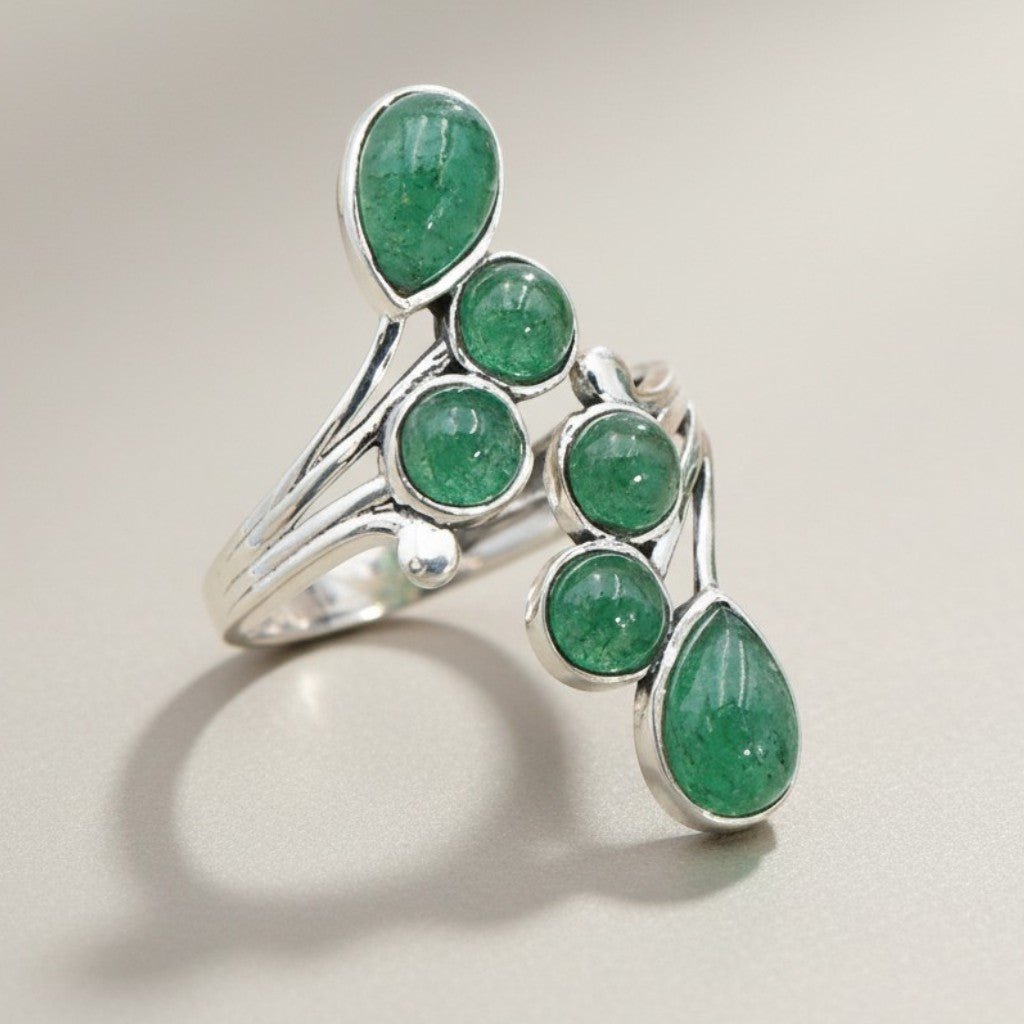 Bague Aventurine verte Brésil AA argent 925 - La Boite à Cailloux
