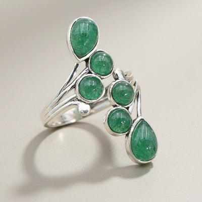 Brazilian Green Aventurine AA Sterling Silver 925 Ring