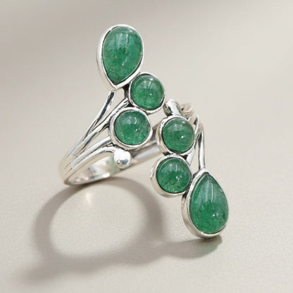 Bague Aventurine verte Brésil AA argent 925 - La Boite à Cailloux