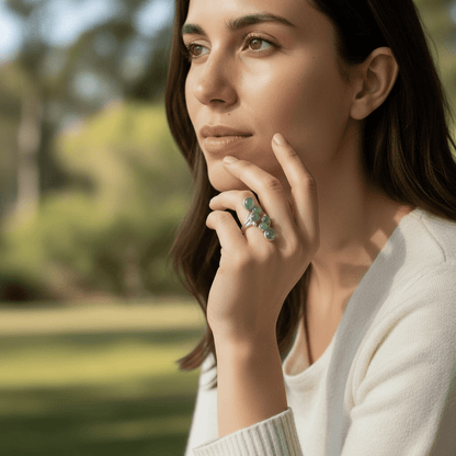Bague Aventurine verte Brésil AA argent 925 - La Boite à Cailloux