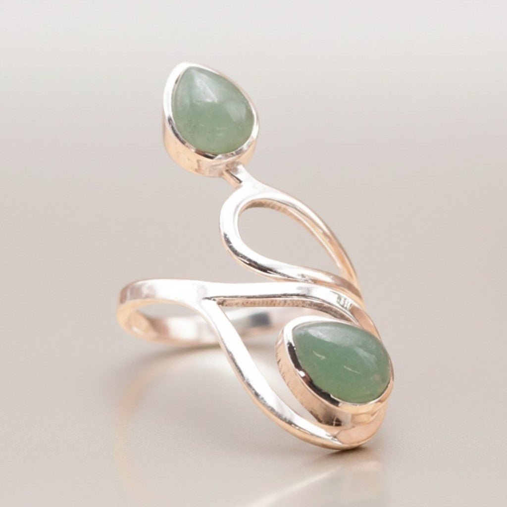 Bague Aventurine verte Brésil AA argent 925 - La Boite à Cailloux