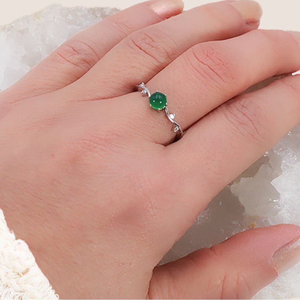 Bague chrysoprase Australie AAA argent 925 Rhodié - La Boite à Cailloux