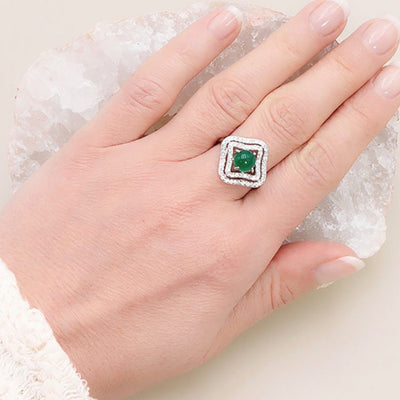 Bague chrysoprase Australie AAA argent 925 Rhodié