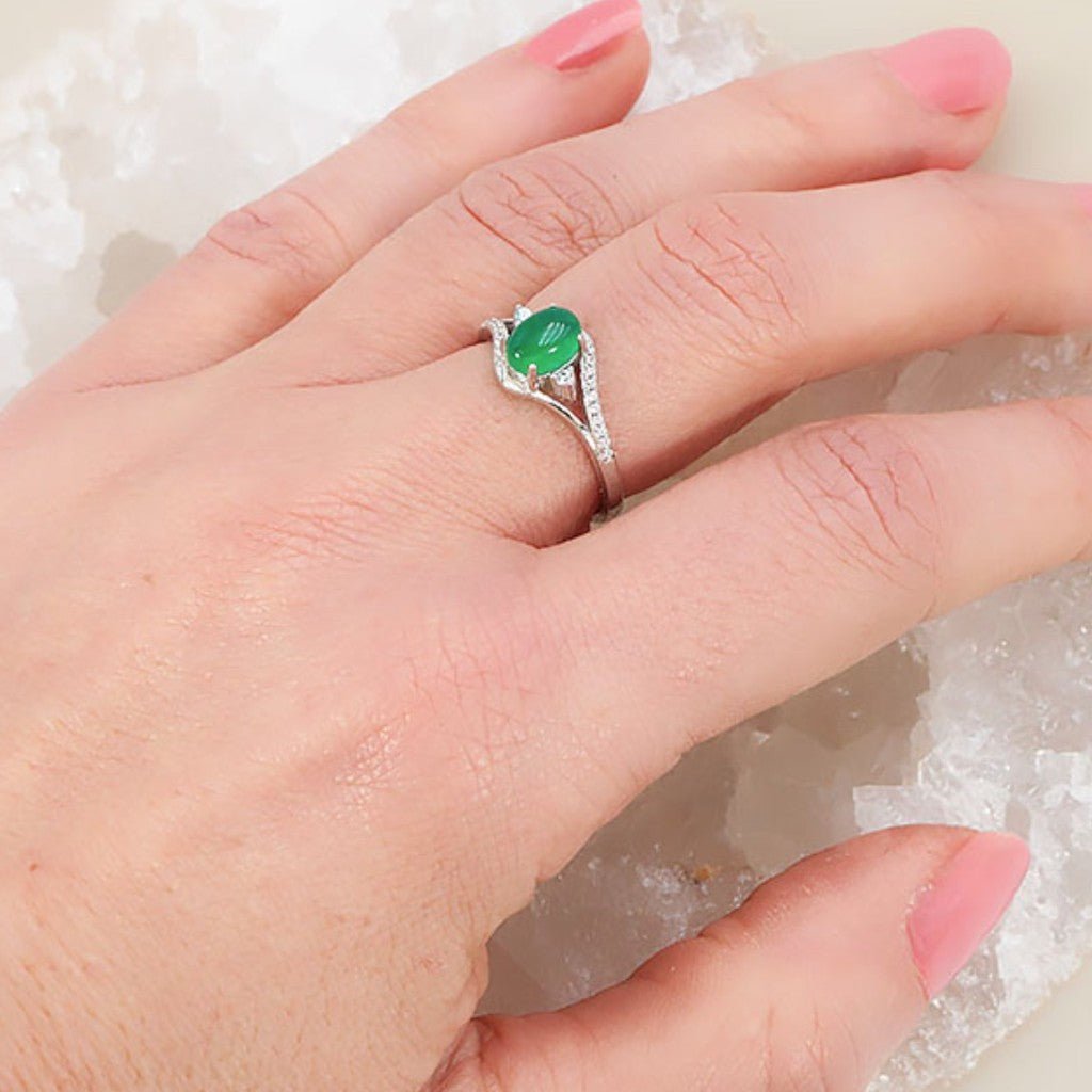 Bague chrysoprase Australie AAA argent 925 Rhodié - La Boite à Cailloux