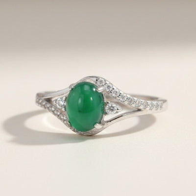 Bague chrysoprase Australie AAA argent 925 Rhodié