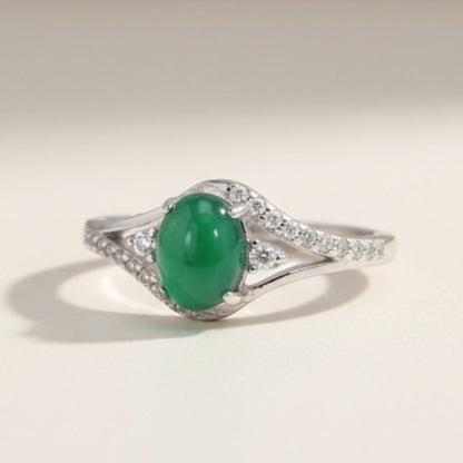 Bague chrysoprase Australie AAA argent 925 Rhodié - La Boite à Cailloux