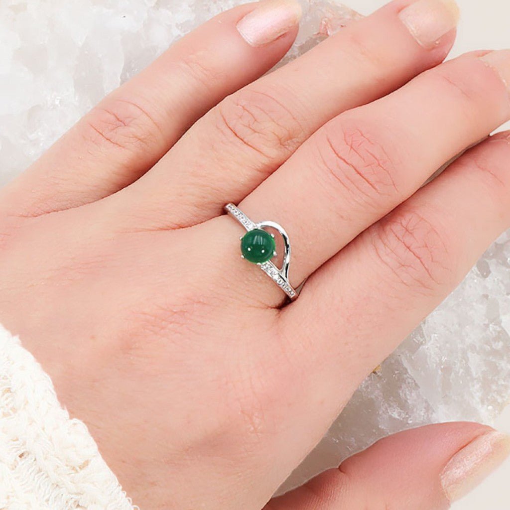 Bague chrysoprase Australie AAA argent 925 Rhodié - La Boite à Cailloux