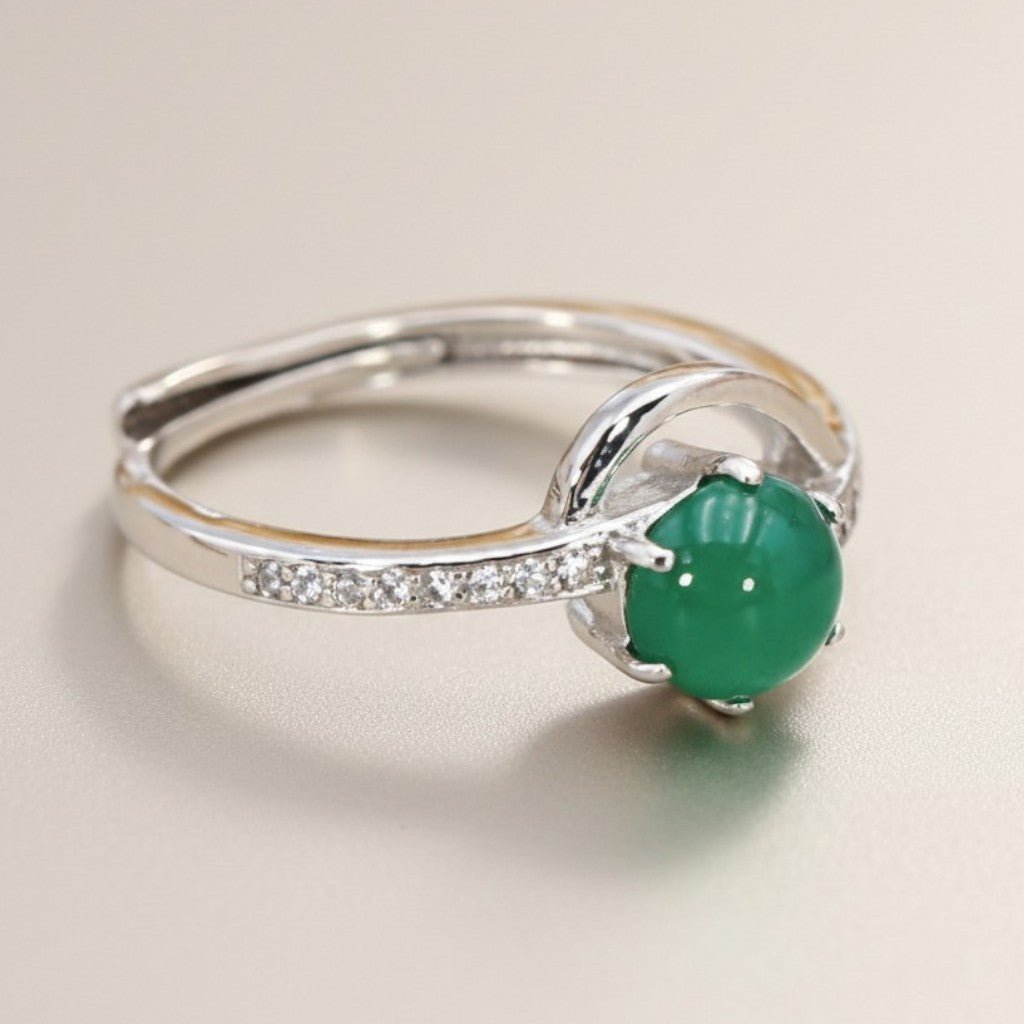 Bague chrysoprase Australie AAA argent 925 Rhodié - La Boite à Cailloux