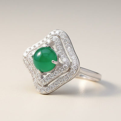 Bague chrysoprase Australie AAA argent 925 Rhodié