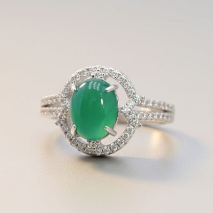 Bague chrysoprase Australie AAA argent 925 Rhodié - La Boite à Cailloux