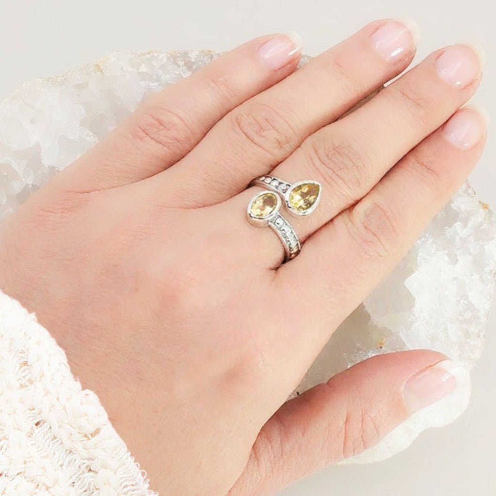 Bague citrine naturelle Brésil AA argent 925 - La Boite à Cailloux