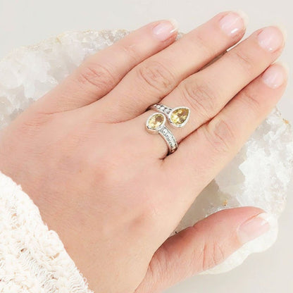 Bague citrine naturelle Brésil AA argent 925 - La Boite à Cailloux