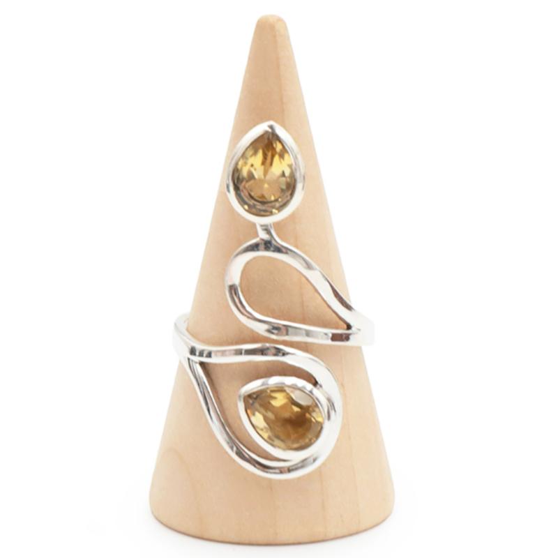 Bague Citrine naturelle Brésil AA argent 925 - La Boite à Cailloux