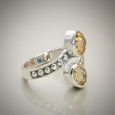 Bague citrine naturelle Brésil AA argent 925