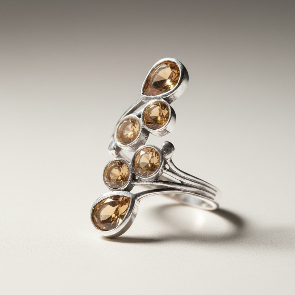 Bague Citrine naturelle Brésil AAA argent 925 - La Boite à Cailloux