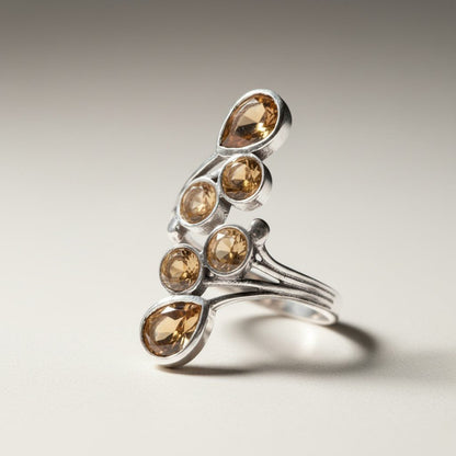 Bague Citrine naturelle Brésil AAA argent 925 - La Boite à Cailloux
