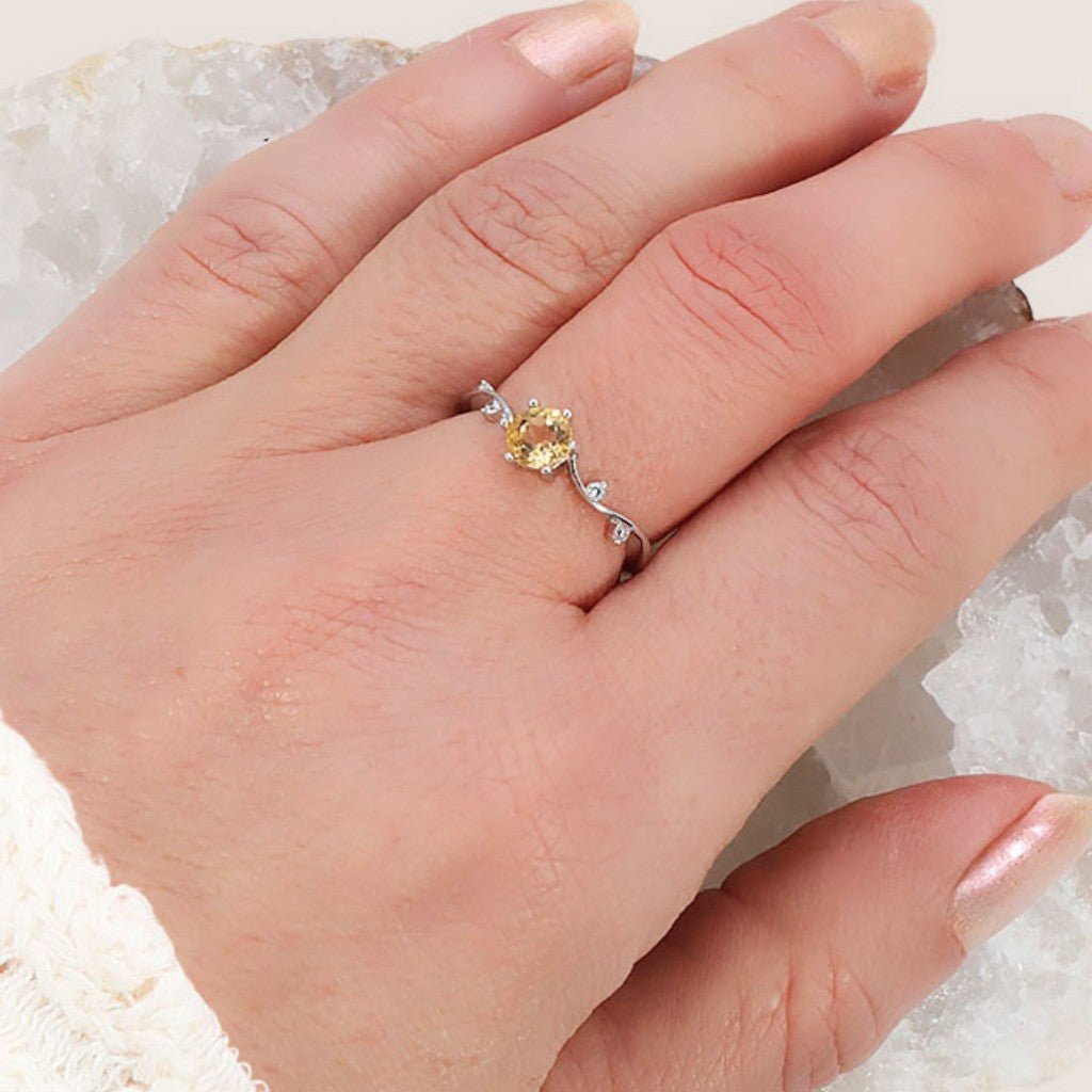 Bague Citrine naturelle Brésil AAA argent 925 Rhodié - La Boite à Cailloux