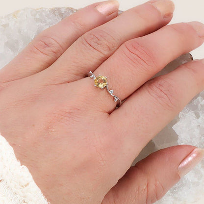 Bague Citrine naturelle Brésil AAA argent 925 Rhodié - La Boite à Cailloux