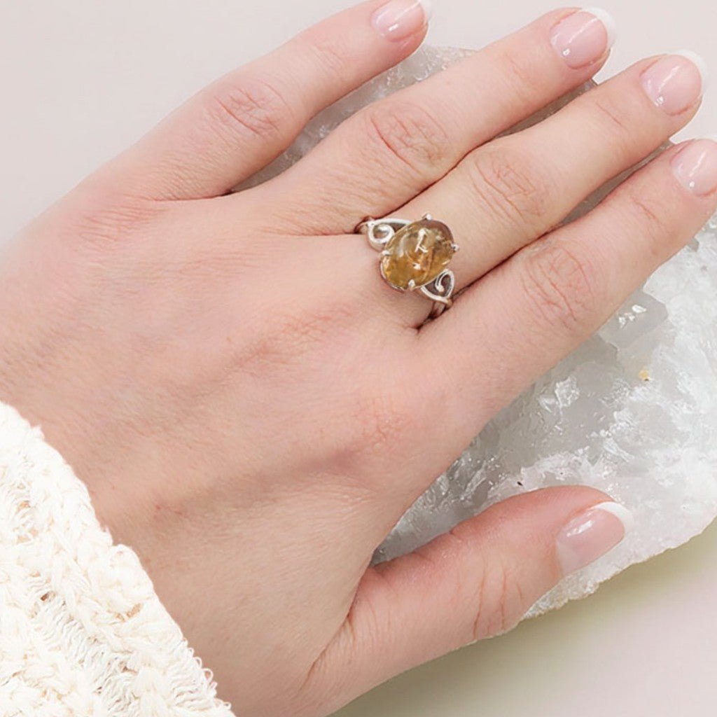 Bague citrine naturelle Congo AA argent 925 - La Boite à Cailloux