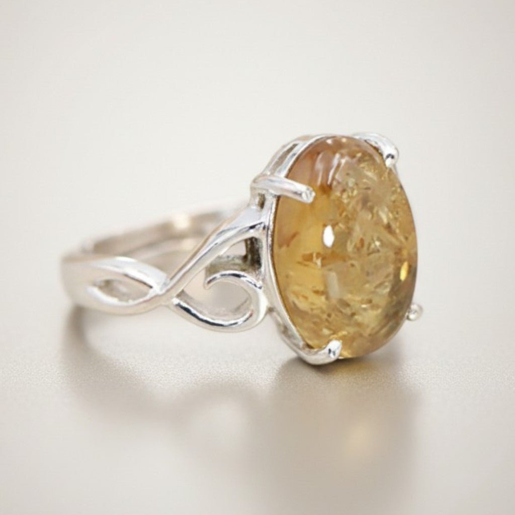 Bague citrine naturelle Congo AA argent 925 - La Boite à Cailloux