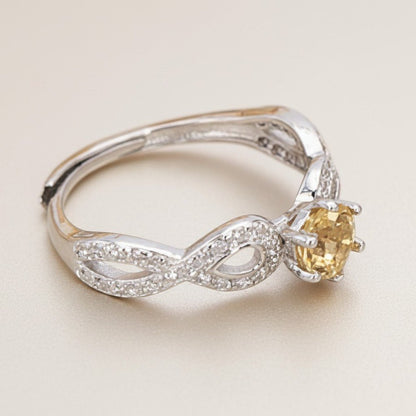 Bague Citrine naturelle Madagascar AAA argent 925 Rhodié - La Boite à Cailloux
