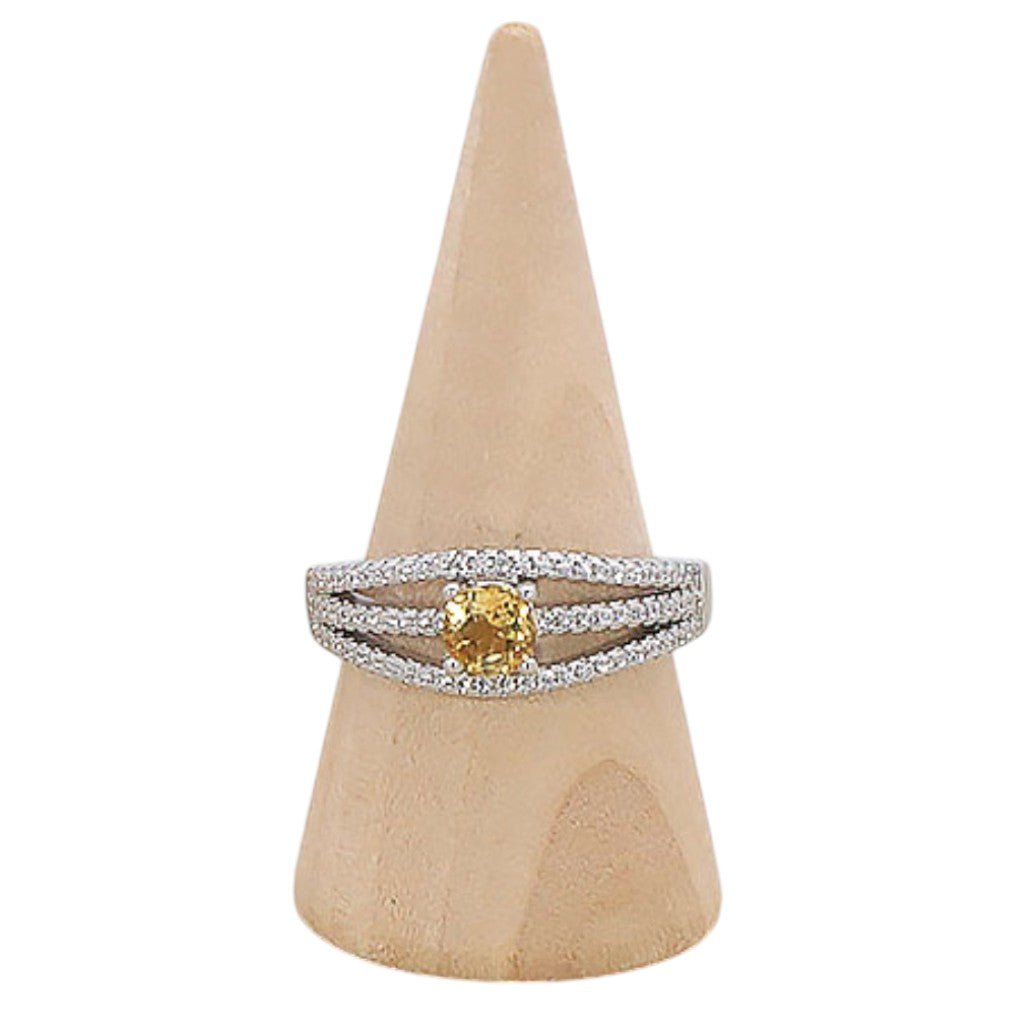Bague Citrine naturelle Madagascar AAA argent 925 Rhodié - La Boite à Cailloux