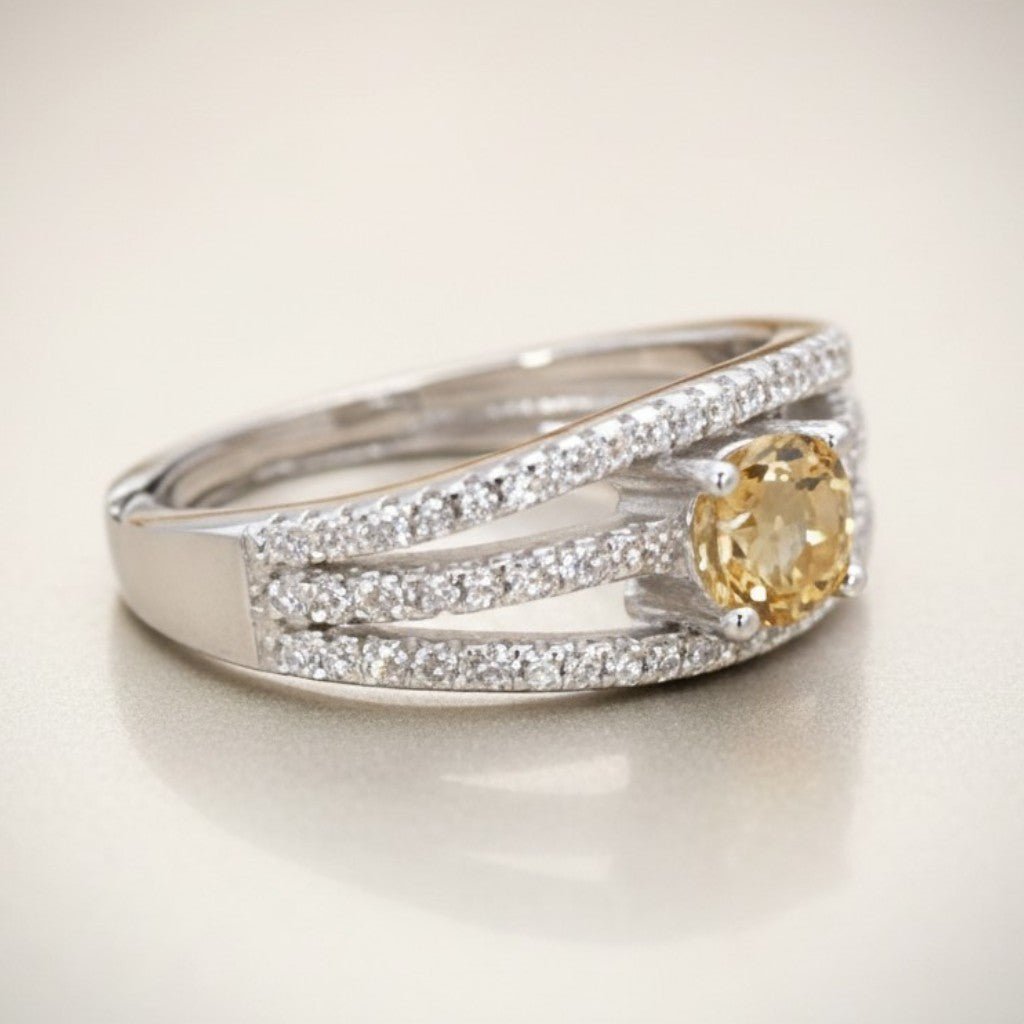 Bague Citrine naturelle Madagascar AAA argent 925 Rhodié - La Boite à Cailloux