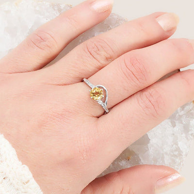 Bague Citrine naturelle Madagascar AAA argent 925 Rhodié