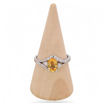Bague Citrine naturelle Madagascar AAA argent 925 Rhodié - La Boite à Cailloux