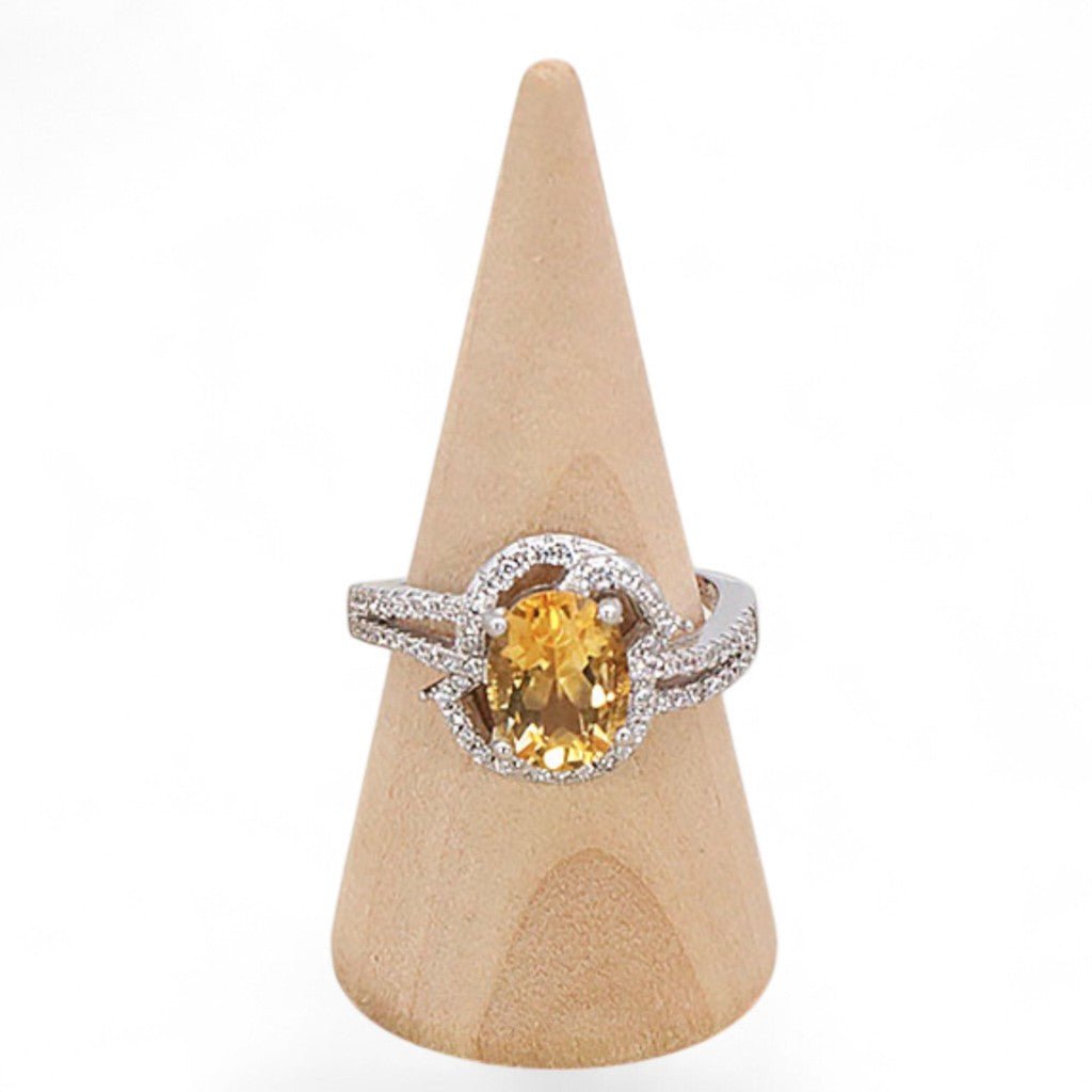 Bague Citrine naturelle Madagascar AAA argent 925 Rhodié - La Boite à Cailloux